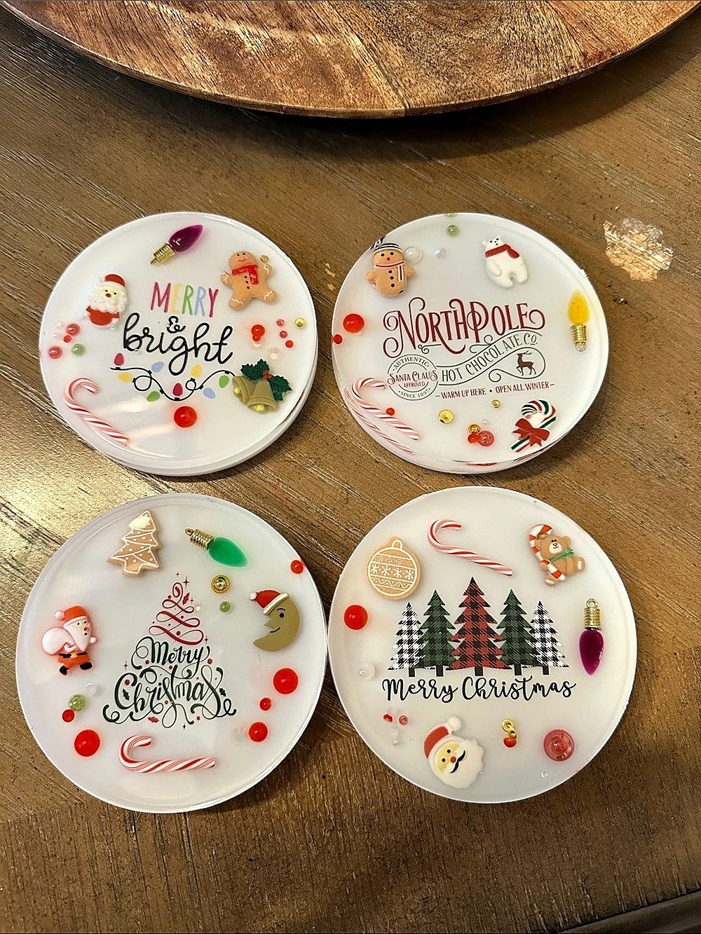 🎄christmas🎄 epoxy resin coaster set of 4